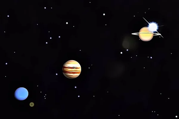 Espaço Universo Infinito Planetas Com Efeito Cartoon — Fotografia de Stock