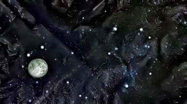 Animasyon ve çizgi film efektli boşluk ve UFO