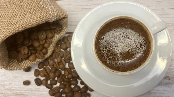 Chiuda Chicchi Caffè Arrostiti Fondo Legno — Foto Stock