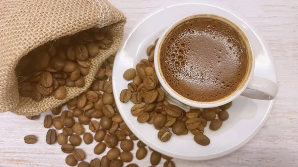 Chiuda Chicchi Caffè Arrostiti Fondo Legno — Foto Stock