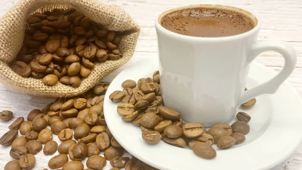 Chiuda Chicchi Caffè Arrostiti Fondo Legno — Foto Stock