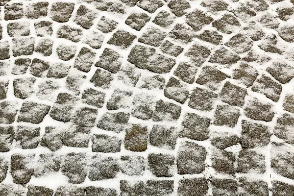 Stagione Invernale Neve Sulla Strada Nella Natura — Foto Stock