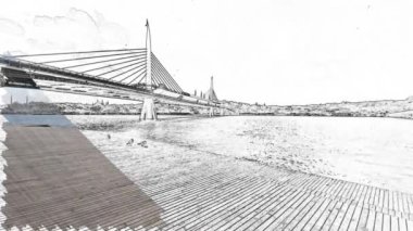 Kışın 18 Mart 2022 'de Avrupa ve Asya kıtaları arasındaki tarihi ve turistik İstanbul kentinden İstanbul' a manzara.