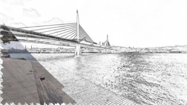 Kışın 18 Mart 2022 'de Avrupa ve Asya kıtaları arasındaki tarihi ve turistik İstanbul kentinden İstanbul' a manzara.