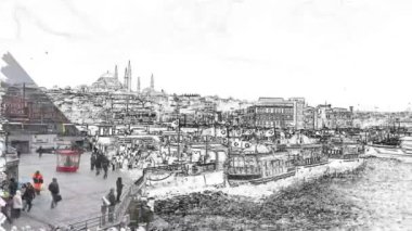 Kışın 18 Mart 2022 'de Avrupa ve Asya kıtaları arasındaki tarihi ve turistik İstanbul kentinden İstanbul' a manzara.