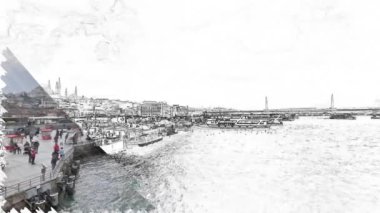 Kışın 18 Mart 2022 'de Avrupa ve Asya kıtaları arasındaki tarihi ve turistik İstanbul kentinden İstanbul' a manzara.