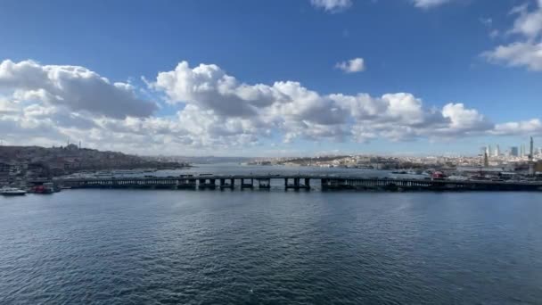 Istanbul Turcia 2022 Istanbul Vedere Oraș Vechi Podul Metrou Cornul — Videoclip de stoc