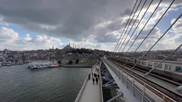 Istambul Turquia Março 2022 Istambul Vista Cidade Velha Ponte Metro — Vídeo de Stock
