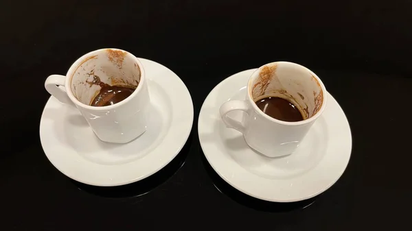 Tazze Caffè Sfondo Lucido Nero — Foto Stock