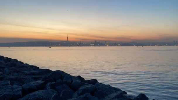 Stanbul Türkiye 2022 Stanbul Eski Kent Bosporus Manzarası Sabah Erken — Stok video