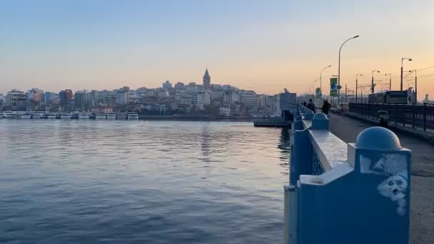 Istanbul Turquia 2022 Istambul Vista Cidade Velha Ponte Galata Início — Vídeo de Stock