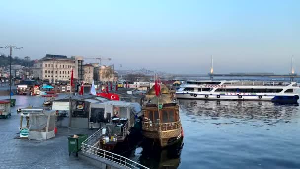 Istanbul Vista Della Città Vecchia Dal Ponte Galata Mattina Presto — Video Stock