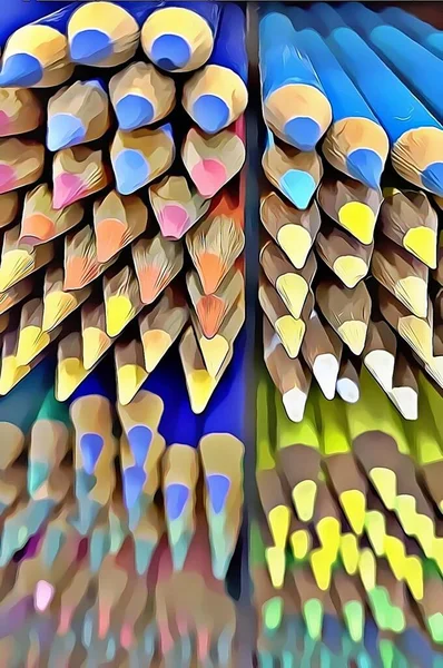 Fechar Lápis Multicoloridos Stand Exibição — Fotografia de Stock