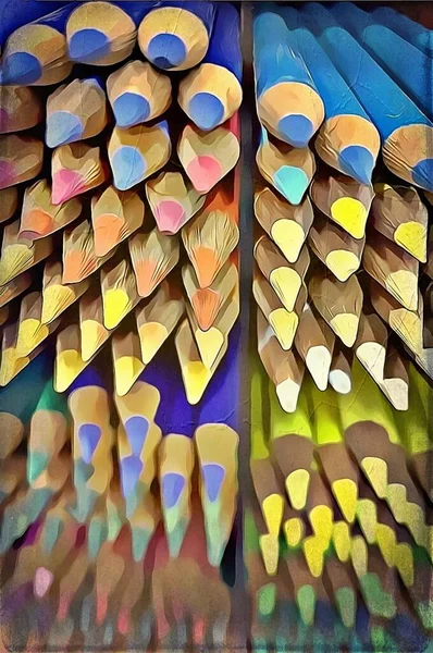 Matite Multicolore Vicino Espositore — Foto Stock