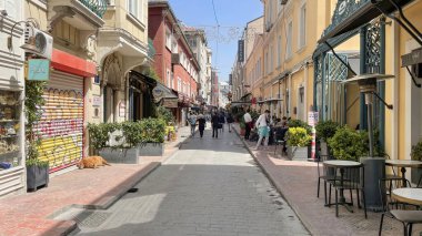 Karakol, istanbul. 29.2022 Karakol Meydanı 'ndan Galataport' a, modern ve tarihi mimari ve İstanbul 'da turistik yerleri olan kültürel ve tarihi yerler..