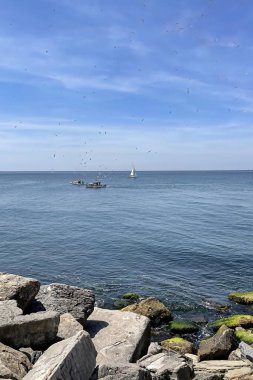 Kadıköy, istanbul, Türkiye. 8 Mayıs 2022 İstanbul ve Marmara Denizi Kadıköy kıyısından