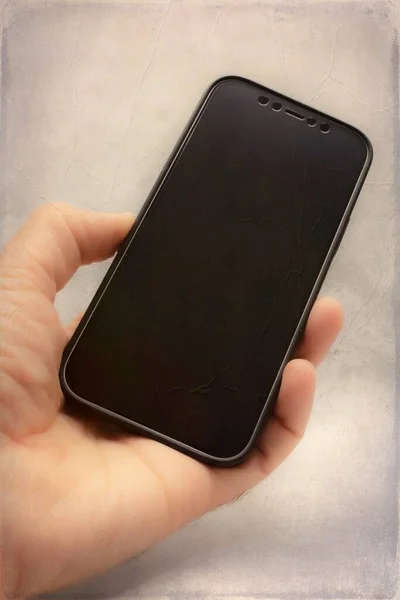 Портативний Мобільний Телефон Сірому Фоні Телекомунікацій Технологій — стокове фото