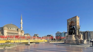 Taksim,istanbul,Turkey.May 13,2022.Early morning view from Taksim, Istanbul's historical and touristic square.