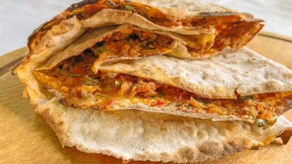 Ready Eat Traditional Turkish Meal Lahmacun — Stock Photo, Image