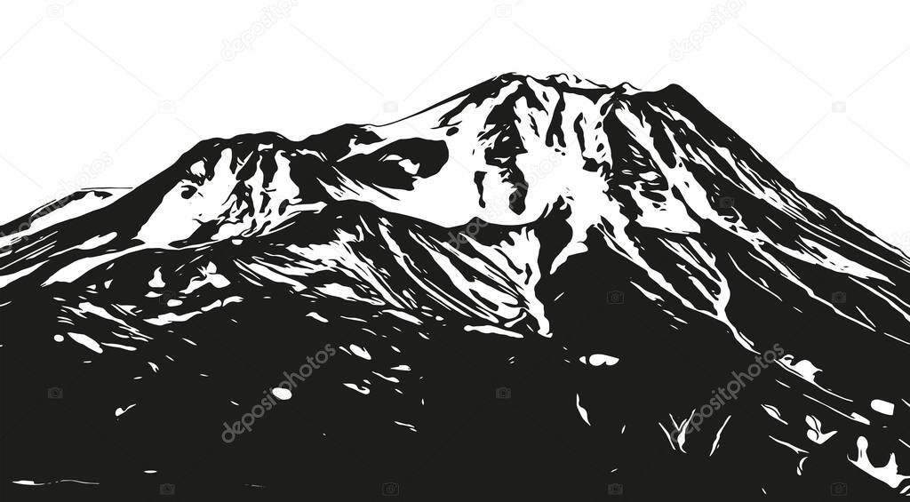 snow covered mountains and winter landscape