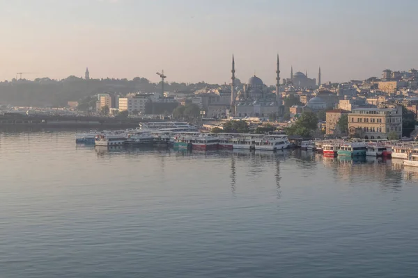 Golden Horn,istanbul,Turkey.Istanbul, the dream city between the continents of Europe and Asia. Touristic Istanbul view from Halic metro bridge in the early morning.