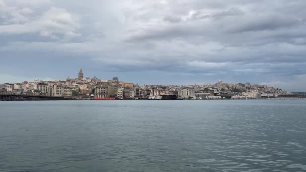 Eminonu Istanbul Turkey June 2022 Istanbul Karakoy View Cloudy Weather — Stock Video