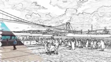 Ortakoy, İstanbul, Türkiye. 26 Haziran 2022. Haziran 'da Ortakoy Meydanı' ndan İstanbul ve Boğaz manzarası