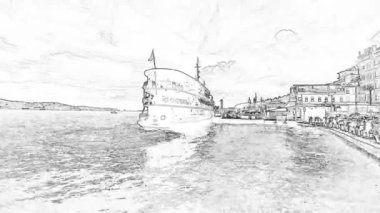 Ortakoy, İstanbul, Türkiye. 26 Haziran 2022. Haziran 'da Ortakoy Meydanı' ndan İstanbul ve Boğaz manzarası