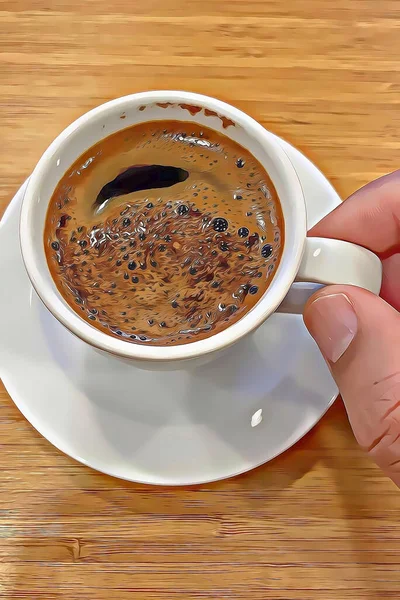 Trinkfertiger Traditioneller Türkischer Kaffee Einer Weißen Tasse — Stockfoto