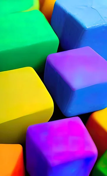 Close-up of colored cubes on background