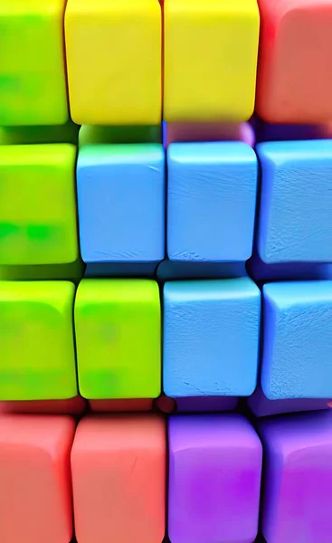 Close-up of colored cubes on background