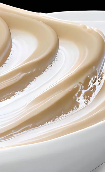 close up melted white chocolate dripping
