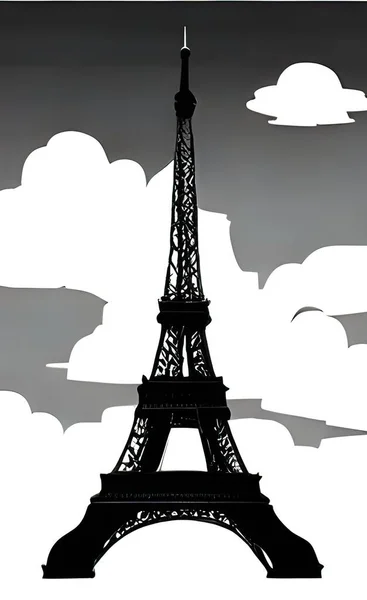 Eiffel Tower Silhouette Paris — Vector de stock