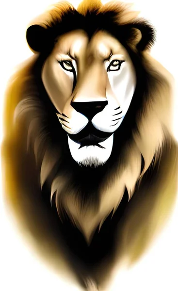 Close Retrato Leão Com Efeito Desenho Animado — Vetor de Stock