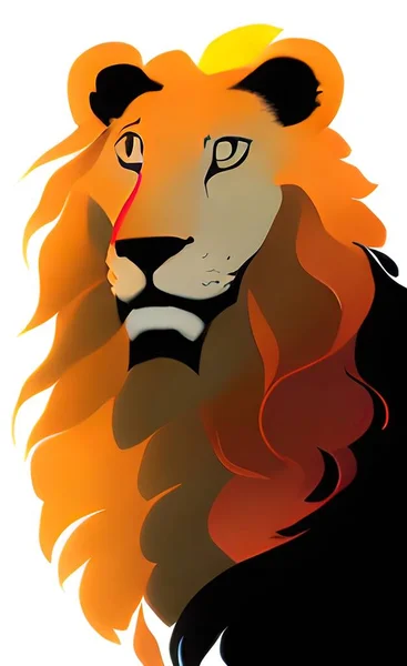 Close Portrait Lion Cartoon Effect — Image vectorielle