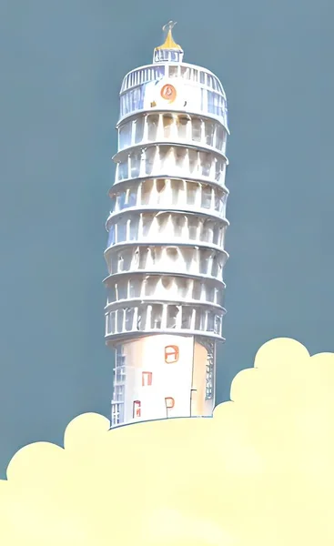 Pisa Tower Vista Con Efecto Dibujos Animados Italia — Archivo Imágenes Vectoriales