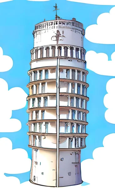Pisa Tower View Cartoon Effect Italy — Image vectorielle