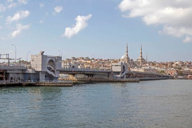 Persembepazari,Karakoy,istanbul,Turkey.July 13,2022.Karakoy Persembe Pazari coastline. Halic and istanbul old city view from the coastline with its historical and modern structures.