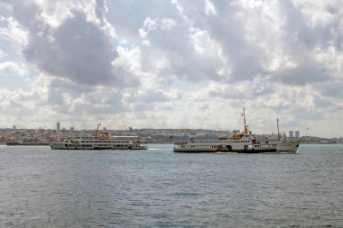 istanbul,Turkey.July 13,2022.Istanbul's new cruise port Galataport. Istanbul and Bosphorus view in summer from cruise port. 