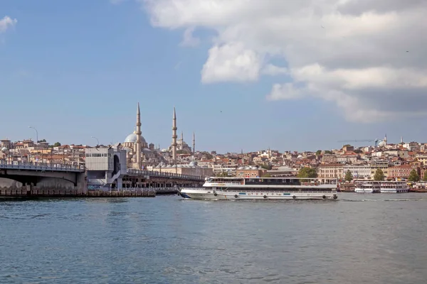 Persembepazari,Karakoy,istanbul,Turkey.July 13,2022.Karakoy Persembe Pazari coastline. Halic and istanbul old city view from the coastline with its historical and modern structures.