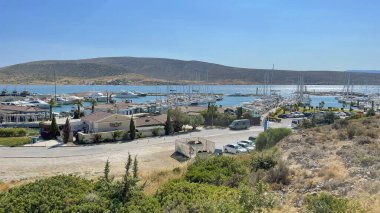 Alacati,izmir,Turkey.July 22,2022.Summer view from Alacati, the tourism paradise of the Aegean region, in Turkey
