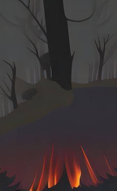 fire in the forest and fire flames