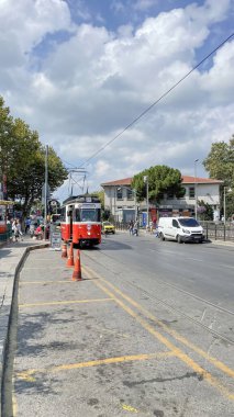 istanbul,Turkey.August 12,2022.Nostalgia tram for tourists and transportation in Kadikoy district of Istanbul