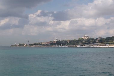 istanbul,Turkey.August 12,2022.Istanbul and Bosphorus view from the city lines ferry in summer