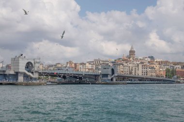 istanbul,Turkey.August 12,2022.Istanbul and Bosphorus view from the city lines ferry in summer