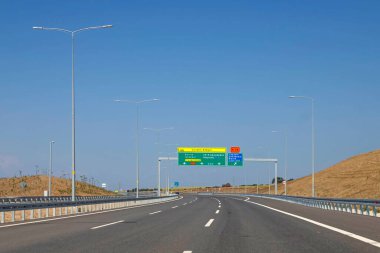 Canakkale,Turkey.August 11, 2022. 1915 Canakkale bridge and highway with its modern architecture are in the Dardanelles,Marmara region,Turkey.