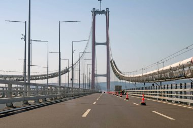 Canakkale,Turkey.August 11, 2022. 1915 Canakkale bridge and highway with its modern architecture are in the Dardanelles,Marmara region,Turkey.