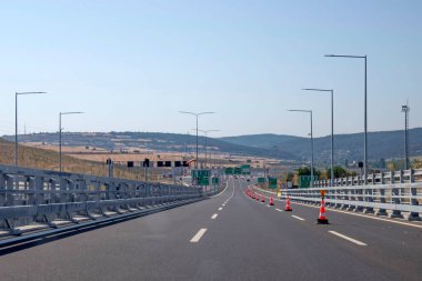 Canakkale,Turkey.August 11, 2022. 1915 Canakkale bridge and highway with its modern architecture are in the Dardanelles,Marmara region,Turkey.
