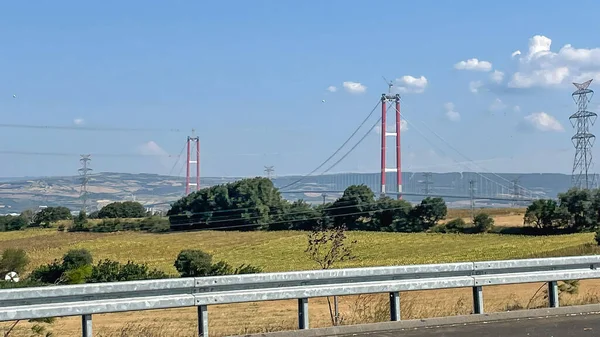 1915 Canakkale Bridge Highway Its Modern Architecture Dardanelles Marmara Region — Vetor de Stock