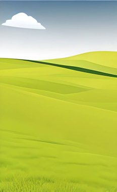 Mavi gökyüzü ve bulutlu yeşil alan